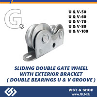 G. ELECTRO MILD STEEL ZINC PLATED SLIDING DOUBLE GATE WHEEL U&V TYPE(GROOVE) BOUBLE BEARING 60MM