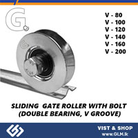 G. SLIDING GATE ROLLER WITH BOLT (DOUBLE BEARING, V GROOVE) 160 MM